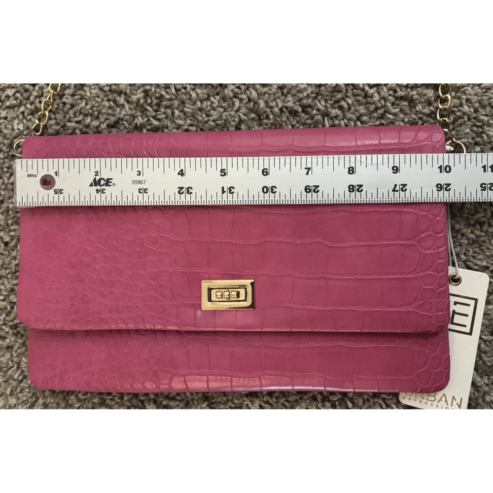 Urban Expressions Pink Croc Embossed Vegan Leather Crossbody Clutch Bag New - Picture 14 of 16